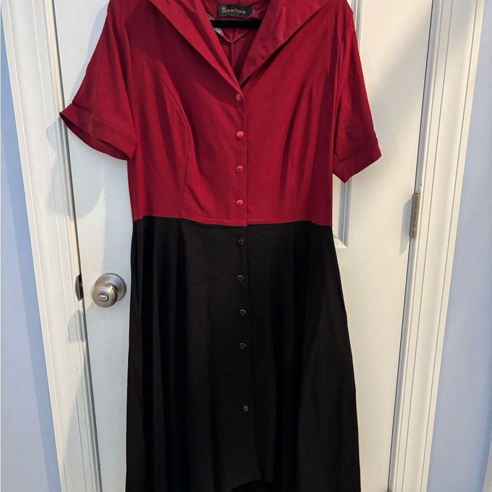 Chic Two-Tone Women's High Low Dress